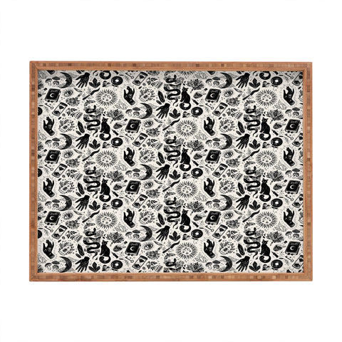 Avenie Witch Vibes Black and White Rectangular Tray