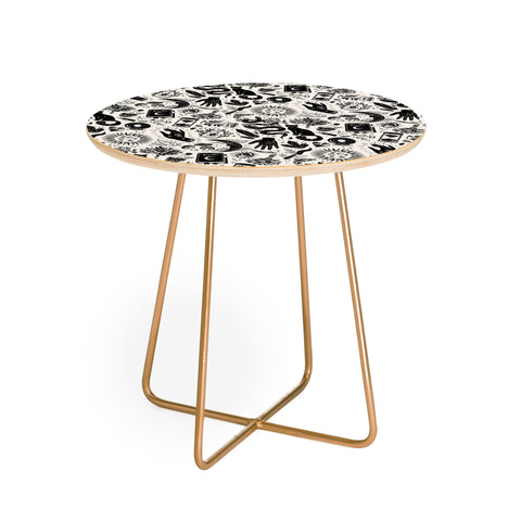 Avenie Witch Vibes Black and White Round Side Table