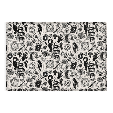 Avenie Witch Vibes Black and White Outdoor Rug