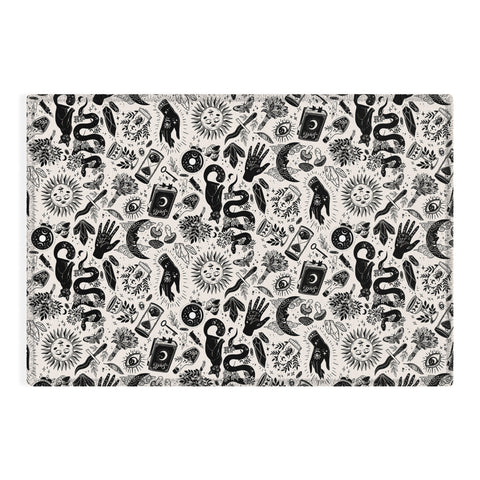 Avenie Witch Vibes Black and White Outdoor Rug
