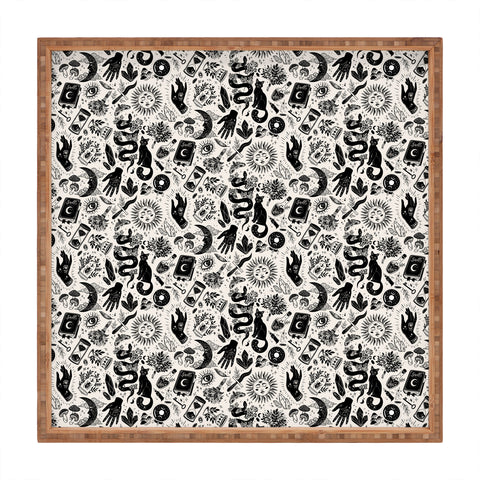 Avenie Witch Vibes Black and White Square Tray