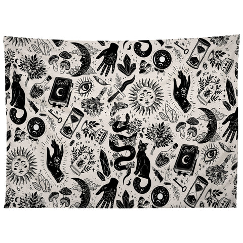 Avenie Witch Vibes Black and White Tapestry