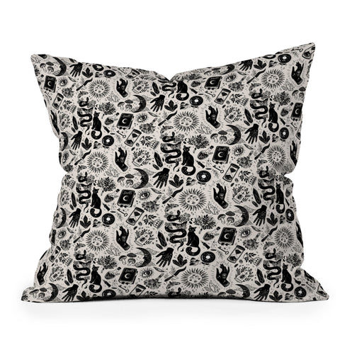 Avenie Witch Vibes Black and White Throw Pillow