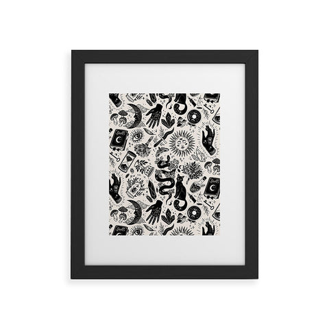 Avenie Witch Vibes Black and White Framed Art Print