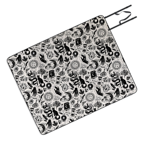 Avenie Witch Vibes Black and White Picnic Blanket