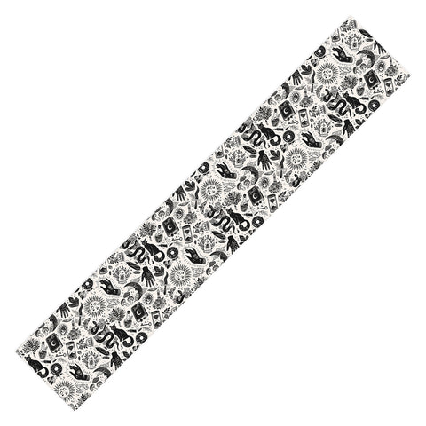 Avenie Witch Vibes Black and White Table Runner