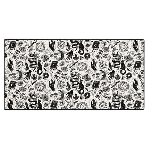 Avenie Witch Vibes Black and White Desk Mat