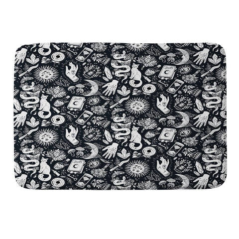 Avenie Witchy Vibes Black and White Memory Foam Bath Mat