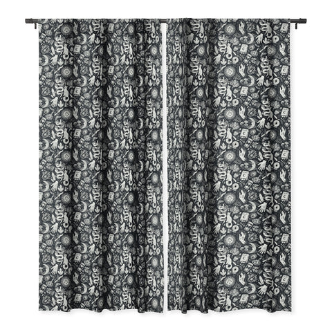 Avenie Witchy Vibes Black and White Blackout Window Curtain