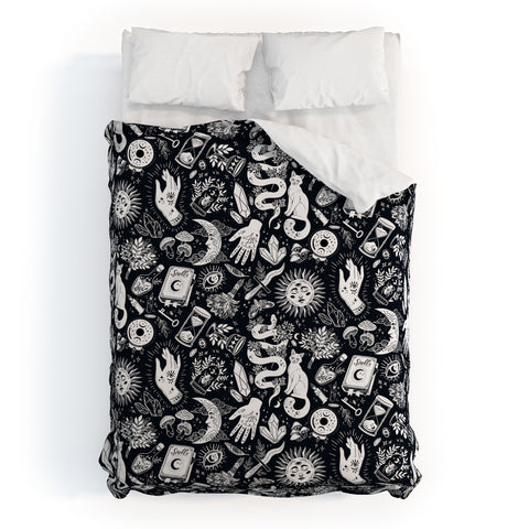 Avenie Witchy Vibes Black and White Duvet Cover