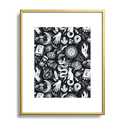 Avenie Witchy Vibes Black and White Metal Framed Art Print