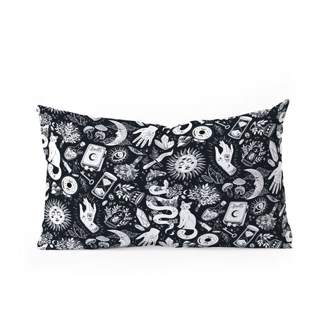 Avenie Witchy Vibes Black and White Oblong Throw Pillow