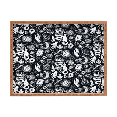Avenie Witchy Vibes Black and White Rectangular Tray