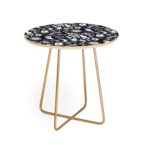 Avenie Witchy Vibes Black and White Round Side Table