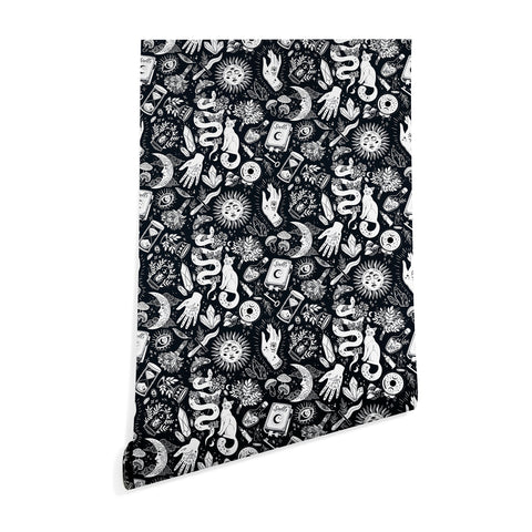 Avenie Witchy Vibes Black and White Wallpaper