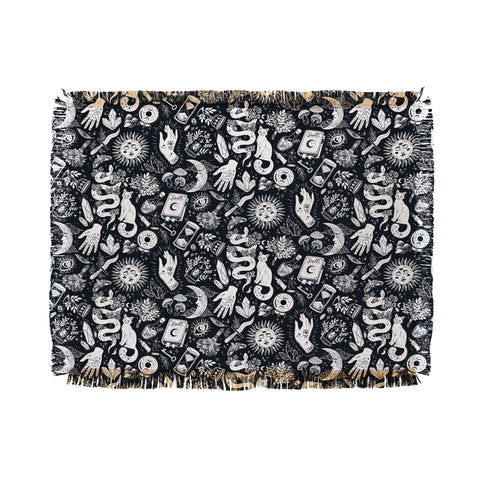 Avenie Witchy Vibes Black and White Throw Blanket