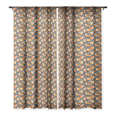 Avenie Woodland Fox Pattern Sheer Window Curtain