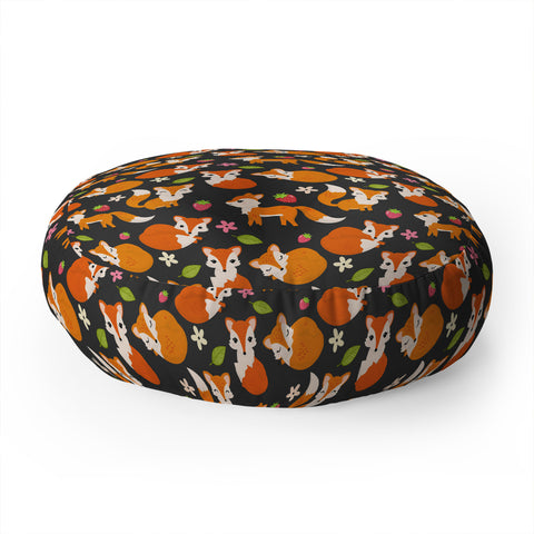 Avenie Woodland Fox Pattern Floor Pillow Round