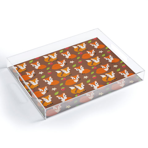 Avenie Woodland Fox Pattern II Acrylic Tray