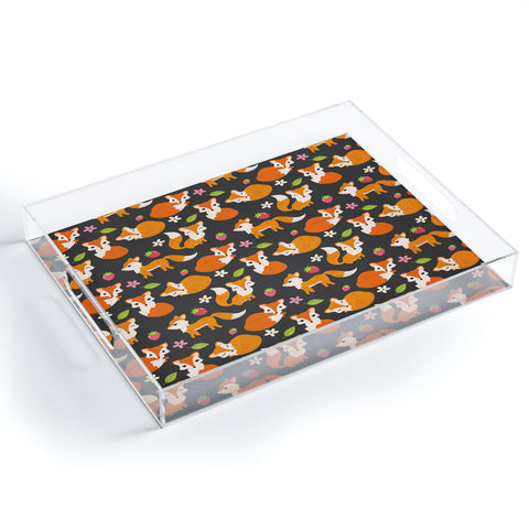 Avenie Woodland Fox Pattern Acrylic Tray
