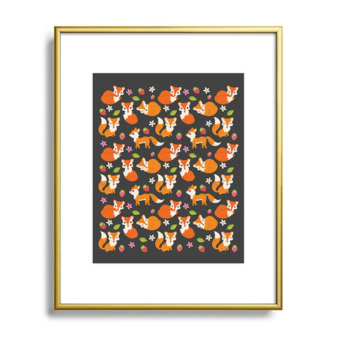 Avenie Woodland Fox Pattern Metal Framed Art Print