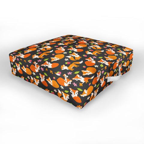 Avenie Woodland Fox Pattern Outdoor Floor Cushion