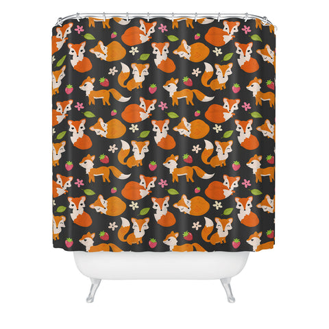 Avenie Woodland Fox Pattern Shower Curtain