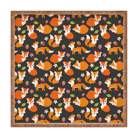 Avenie Woodland Fox Pattern Square Tray