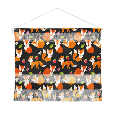 Avenie Woodland Fox Pattern Wall Hanging Landscape