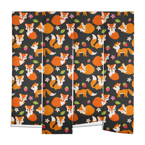 Avenie Woodland Fox Pattern Wall Mural