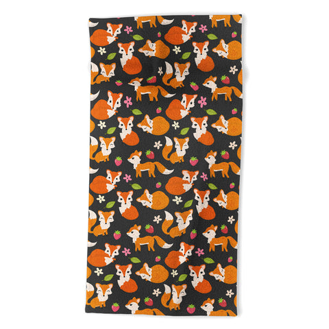Avenie Woodland Fox Pattern Beach Towel