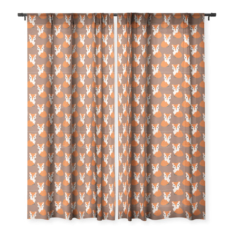 Avenie Woodland Fox Sitting Sheer Window Curtain