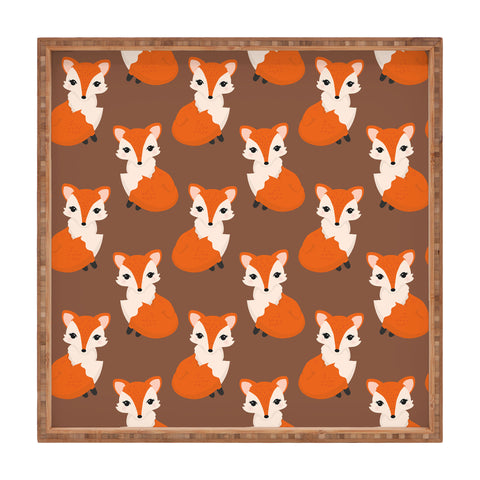 Avenie Woodland Fox Sitting Square Tray