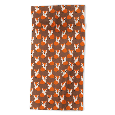 Avenie Woodland Fox Sitting Beach Towel