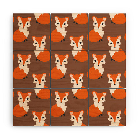 Avenie Woodland Fox Sitting Wood Wall Mural