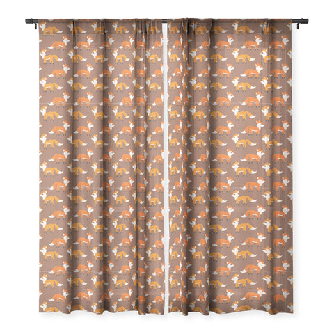 Avenie Woodland Foxes Sheer Window Curtain
