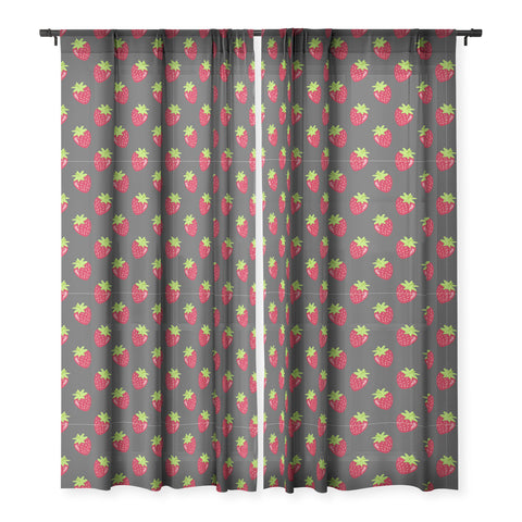 Avenie Woodland Strawberries Sheer Window Curtain