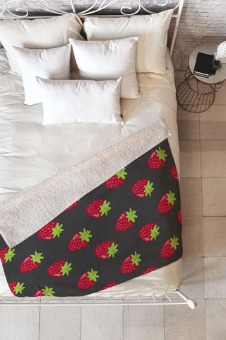 Avenie Woodland Strawberries Fleece Throw Blanket