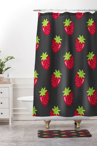 Avenie Woodland Strawberries Shower Curtain And Mat