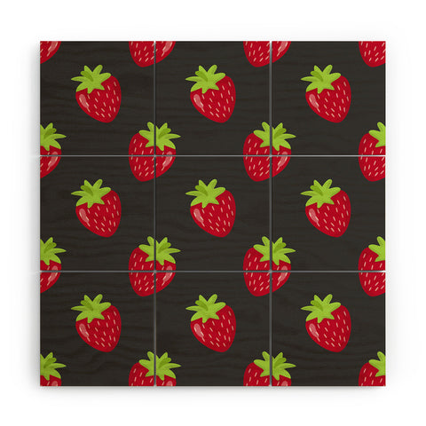 Avenie Woodland Strawberries Wood Wall Mural