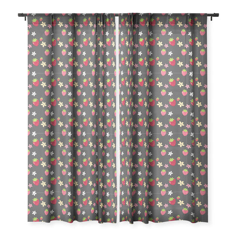 Avenie Woodland Strawberry Sheer Window Curtain