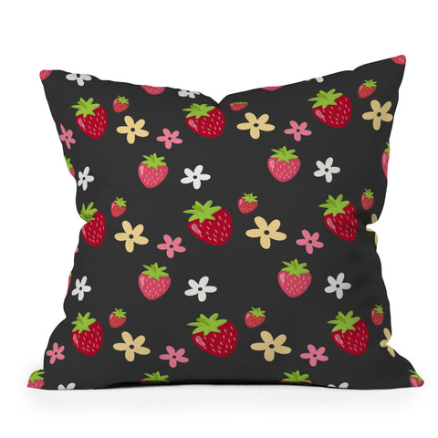 Avenie Woodland Strawberry Throw Pillow