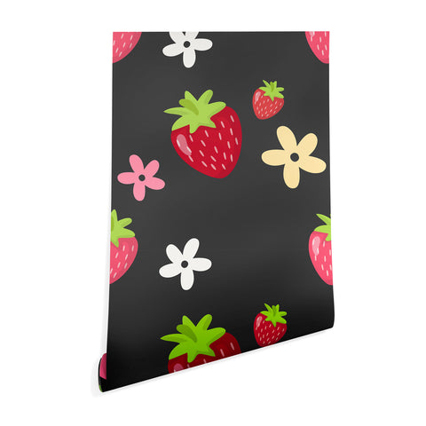Avenie Woodland Strawberry Wallpaper