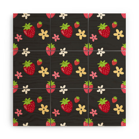 Avenie Woodland Strawberry Wood Wall Mural