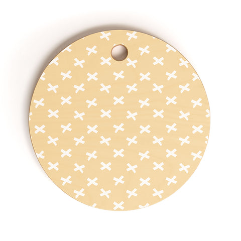 Avenie X Marks The Spot Honey Yellow Cutting Board Round