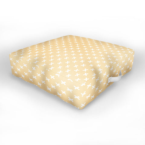 Avenie X Marks The Spot Honey Yellow Outdoor Floor Cushion