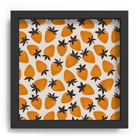 Avenie Yellow and Grey Strawberries Recessed Framing Square