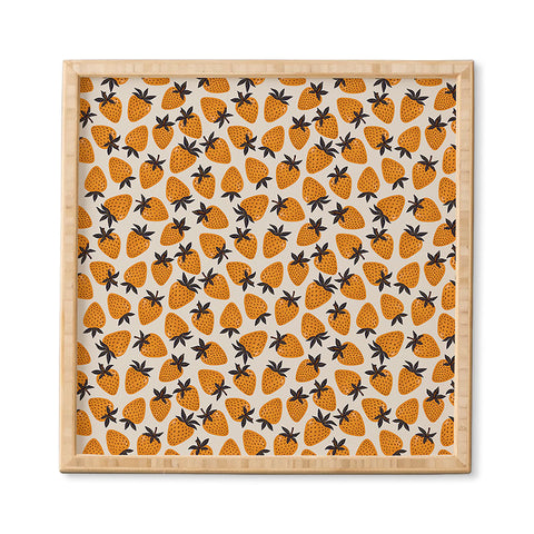 Avenie Yellow and Grey Strawberries Framed Wall Art