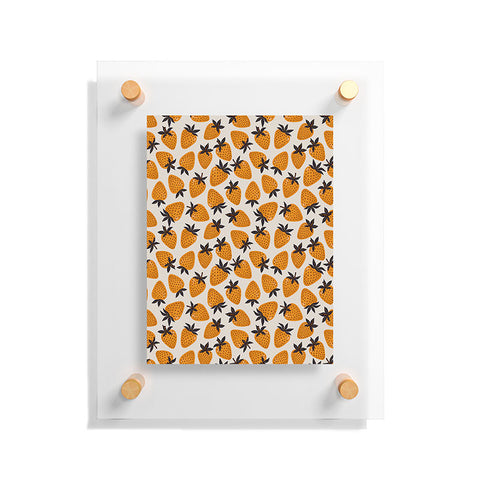 Avenie Yellow and Grey Strawberries Floating Acrylic Print