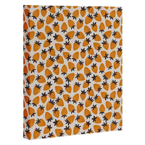 Avenie Yellow and Grey Strawberries Art Canvas